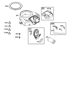 Blower Housing And Air Cleaner Group Diagram and Parts List for 40N777-0021-B5 400000 - 699999 Briggs and Stratton Engine